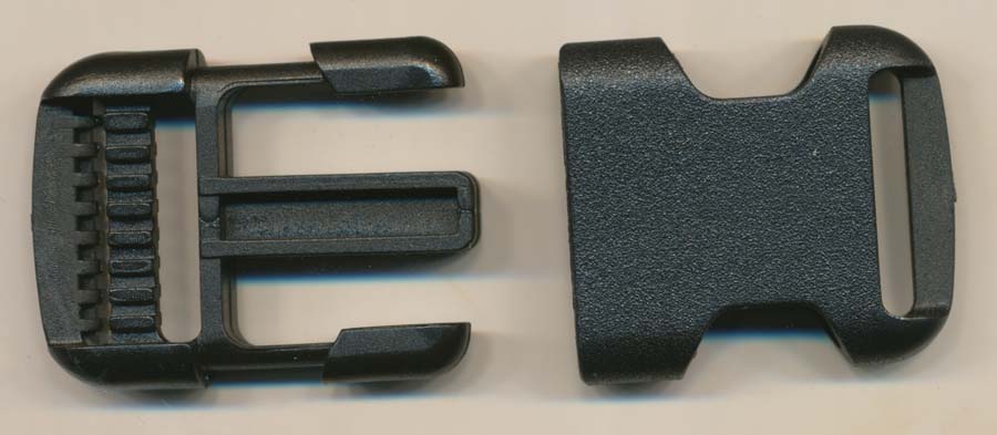 <font color="red">IN STOCK</font><br>2+1/4" Long x 1+3/8" Wide w/1" Belt Slot Side Release Buckle-Black<br>(2-pcs) 