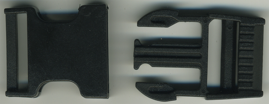 <font color="red">IN STOCK</font><br>2+1/4" Long x 1+1/4" Wide w/1" Belt Slot Side Release Buckle-Black<br>(2-pcs) 