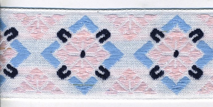 <font color="red">IN STOCK</font><br>2" Vintage Cotton Ribbon-White/Lt Blue/Lt Pink/Navy