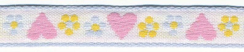 <font color="red">IN STOCK</font><br>7/16" Vintage Cotton Ribbon-White/Lt Blue/Pink/Maize