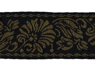 <font color="red">IN STOCK</font><br>1+1/2" Metallic Floral Wave-Black Dark Gold