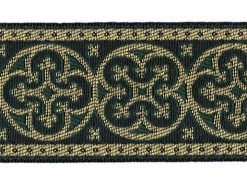 <font color="red">IN STOCK</font><br>1+5/8" Circle X Metallic Jacquard-Gold Dk Green