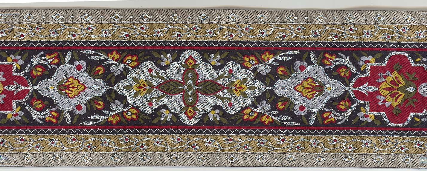 <font color="red">IN STOCK</font><br>2+3/4" Dantewara Pattern-Silver Red Moss White Mustard