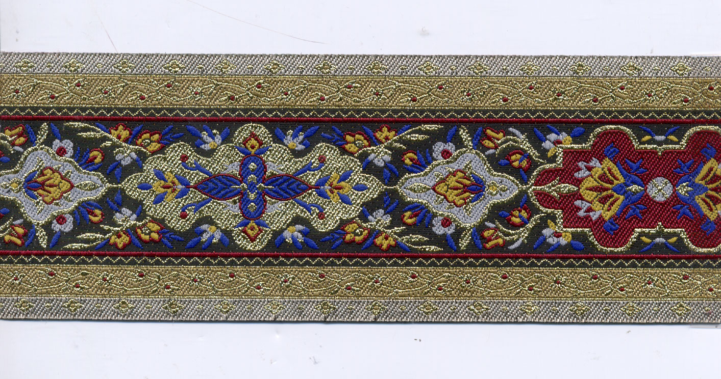 <font color="red">IN STOCK</font><br>2+3/4" Dantewara Pattern-Gold Blue White Mustard