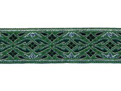 <font color="red">IN STOCK</font><br>7/8" Metallic Interweave Web Pattern-Emerald Hunter Silver