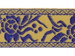 <font color="red">IN STOCK</font><br>1+1/2" Metallic Dali Leaf Pattern-Gold Royal Blue