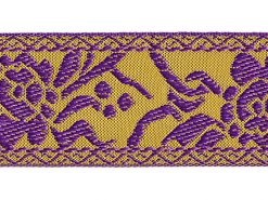 <font color="red">IN STOCK</font><br>1+1/2" Metallic Dali Leaf Pattern-Gold Purple