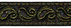 <font color="red">IN STOCK</font><br>1" Metallic Floating Leaf Pattern-Black Gold Multi