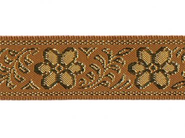 <font color="red">IN STOCK</font><br>1" Metallic Diamond And Leaf Pattern-Chestnut Brown Gold