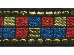 <font color="red">IN STOCK</font><br>1+1/2" Metallic Alternating Squares-Black Gold Red Royal