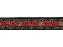 <font color="red">IN STOCK</font><br>9/16" Metallic Glyph Pattern-Black Red Gold