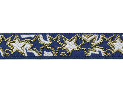 <font color="red">IN STOCK</font><br>5/8" Poly Metallic Stars-Navy White Gold