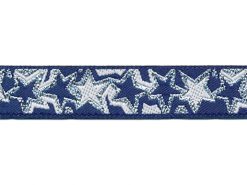 <font color="red">IN STOCK</font><br>5/8" Poly Metallic Stars-Navy White Silver