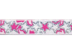 <font color="red">IN STOCK</font><br>5/8" Poly Metallic Stars-White Hot Pink Silver