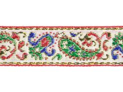 <font color="red">IN STOCK</font><br>1" Metallic Dali Pattern-White Red Emerald Royal Gold