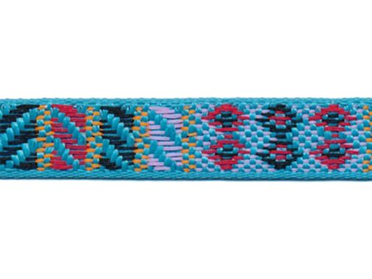 <font color="red">IN STOCK</font><br>5/8" Geometric Jacquard Ribbon-Turquoise Combo