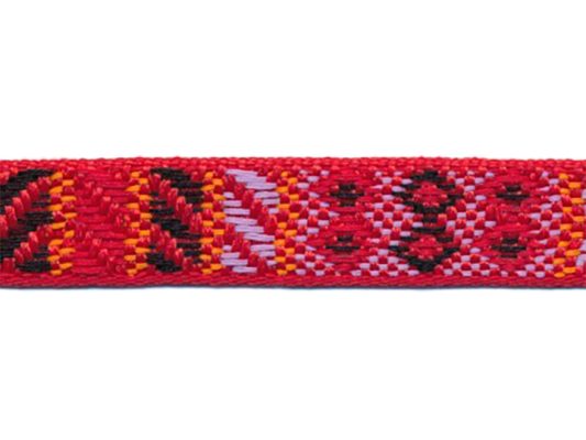 <font color="red">IN STOCK</font><br>5/8" Geometric Jacquard Ribbon-Red Combo