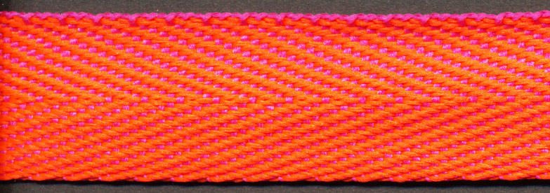 <font color="red">IN STOCK</font><br>13/16" Poly Twill Tape-Fushcia/Orange