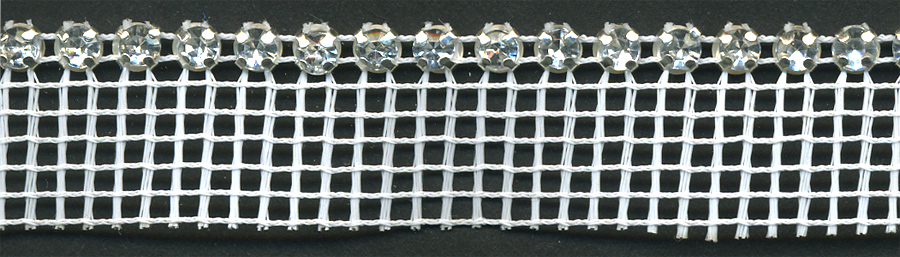 <font color="red">IN STOCK</font><br>1 Row 19SS Acrylic Rhinestone Band-Crystal Stone/Silver Cup<br>(9/16" sewing edge)