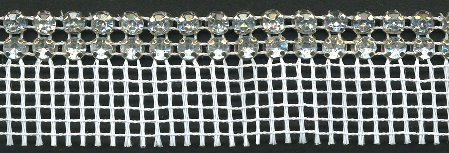 <font color="red">IN STOCK</font><br>2 Row 19SS Acrylic Rhinestone Band-Crystal Stone/Silver Cup<br>(9/16" sewing edge)