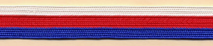 <font color="red">IN STOCK<br>MADE IN USA</font><br>5/8" Rayon Three Stripe Braid-Red/White/Blue