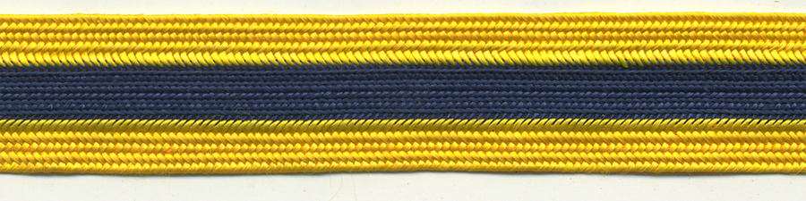 <font color="red">IN STOCK<br>MADE IN USA</font><br>5/8" Rayon Three Stripe Braid-Gold/Navy/Gold