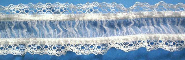 Nylon Stretch Lace Ruffle Galloon White